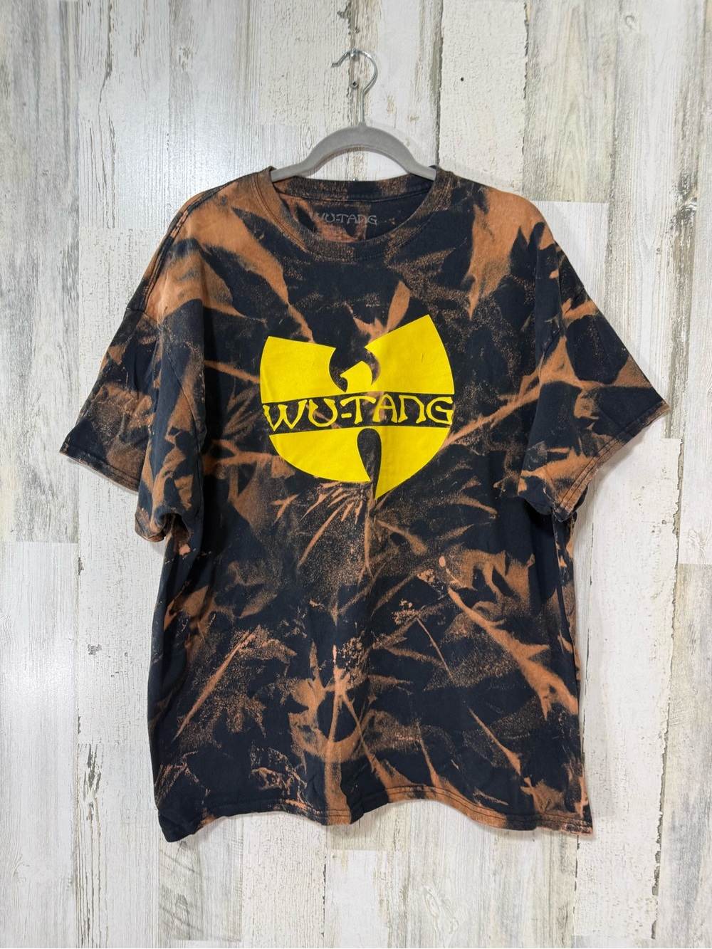 Wu-Tang Clan Black & Rust Tie-Dye Short Sleeve Logo Tee